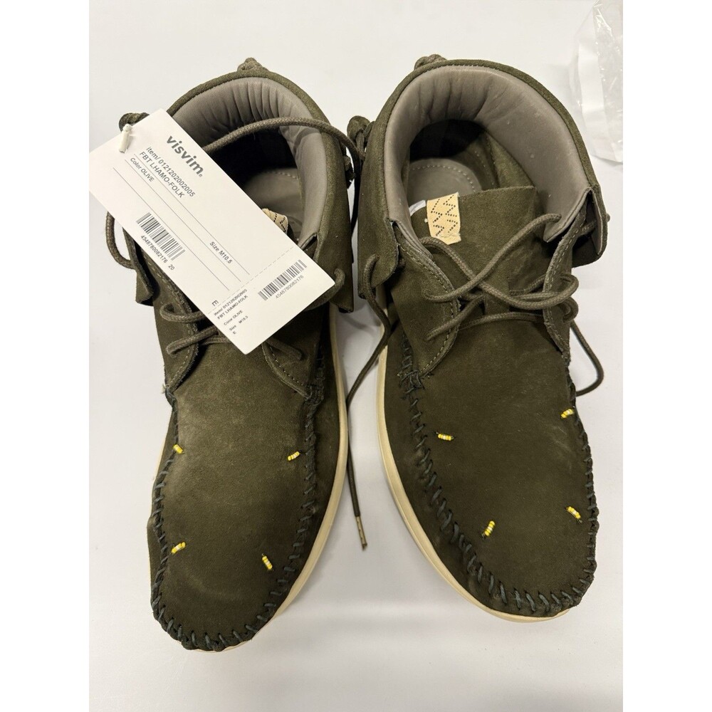 NWT Visvim FBT Lhamo Folk Olive Sneaker 10.5M New   w/ Tags and Box Low Trainer